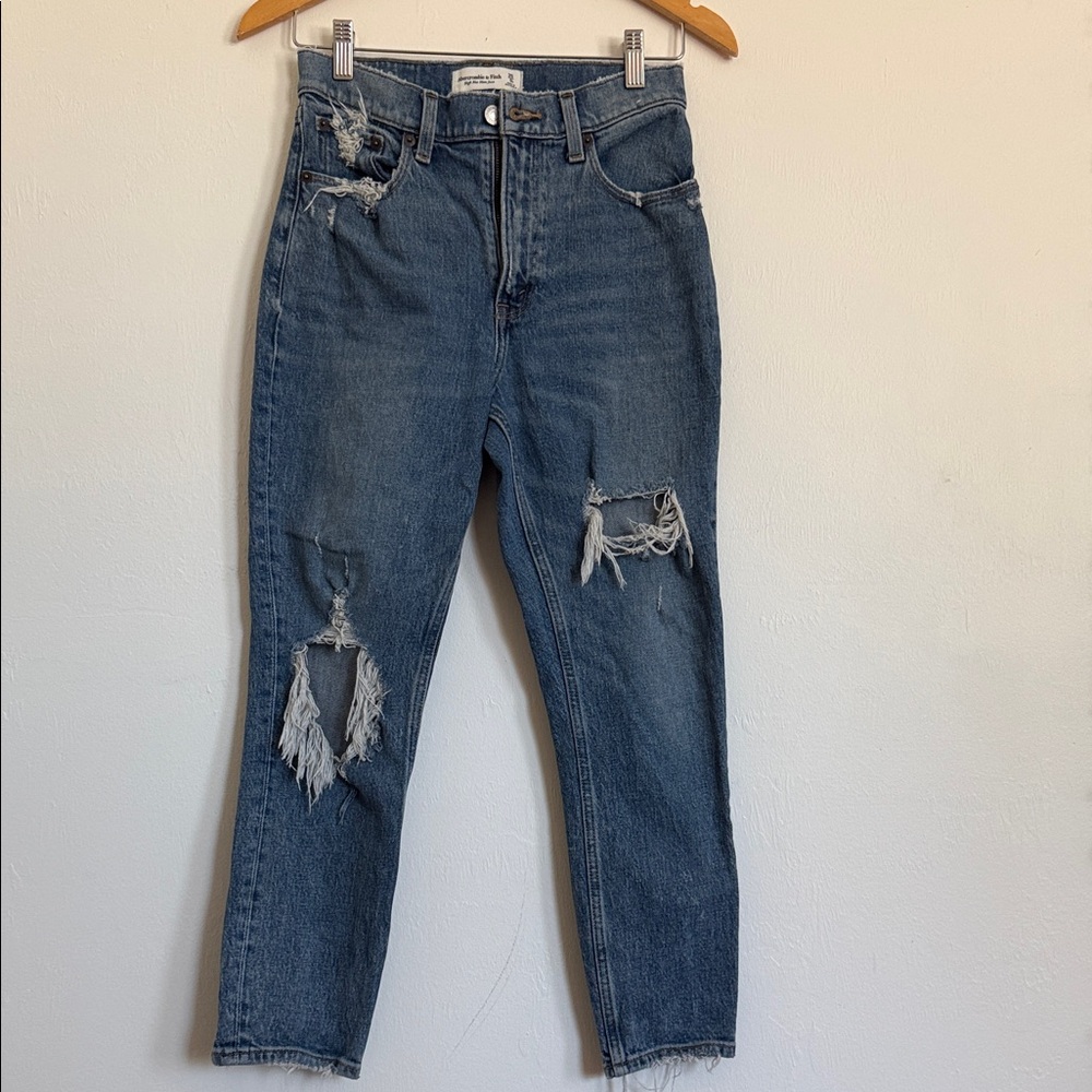 Abercrombie & Fitch Blue Distressed Boyfriend Jeans